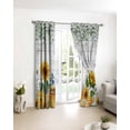 thumbnail image 3 of Sunflowers Blackout Curtains for Bedroom/Living Room, Thermal Insulated Kitchen Curtains, Floral Green Leaves Bees Watercolor Wooden Grommet Darkening Window Treatment Drapes 27.5"x39"x2, 3 of 8