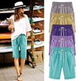 thumbnail image 4 of Atogsazn Women's Elastic Waist Knee Length Casual Jogger Athletic Bermuda Shorts with Drawstring Outfit 02-Yellow XXL, 4 of 4
