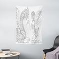 thumbnail image 1 of Fantasy Tapestry, Drawing of a Fairy Caressing a Dragon Ornamental Details Flowers Wings Artwork, Wall Hanging for Bedroom Living Room Dorm Decor, 40W X 60L Inches, Black White, by Ambesonne, 1 of 2