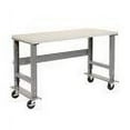 thumbnail image 4 of Mobile Adjustable Height Workbench, Plastic Laminate Square Edge, 60"W x 36"D, Gray, 4 of 4