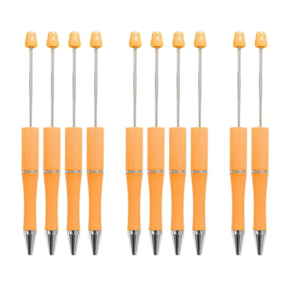 10 bolígrafos rollerball de tinta negra, bolígrafos con cuentas, bolígrafos de tinta negra para manualidades, bolígrafos con cuentas Naranja