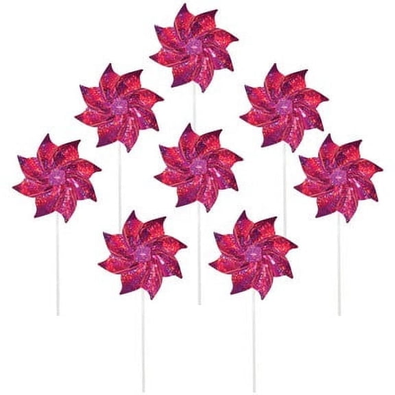 In the Breeze 2713 — Pink Mylar Pinwheels - Sparkly Pink Spinners - Great Party Favor or Decoration - 8 Piece Bags