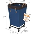 thumbnail image 2 of 160L Laundry Basket with Wheels, Large Rolling Hampers for Clothing Organizer, Dirty Clothes Basket for Hotel, Home, Closet, Dorm, Blue, 2 of 5