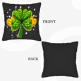 thumbnail image 6 of Set of 2 18x18in Throw Pillow Covers - Black Background with Vibrant Green Four - Leaf Print Yellow Hearts Festive Design, 6 of 8