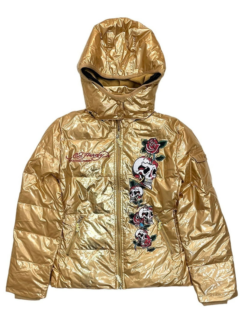 Ed Hardy by Christian Audigier Women's Embroidered Removable Hood