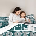 thumbnail image 5 of Feelyou Teal Football Helmet Bedding Comforter Set 7 Pieces for Boy, Grey Rugby Soccer Full Bedding Set, Cartoon Stars Print Reversible Fitted Sheet Flat Sheet, Lightweight Room Decor, 5 of 8