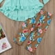 thumbnail image 3 of Camisas bonitas para niñas pequeñas, túnica con volantes, manga 3/4, pantalón elástico floral, banda para el pelo con lazo XBTCLXEBCO Verde, 4-5 años, 3 of 6