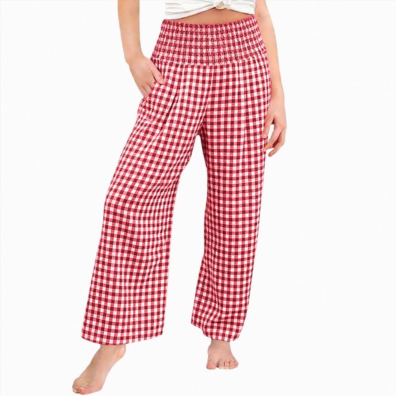 Splozh Pants for Girl 6-14 Years Girls Casual Wide Leg Pants Lightweight Summer Loose High Waisted Pants,Red,12-13 Years