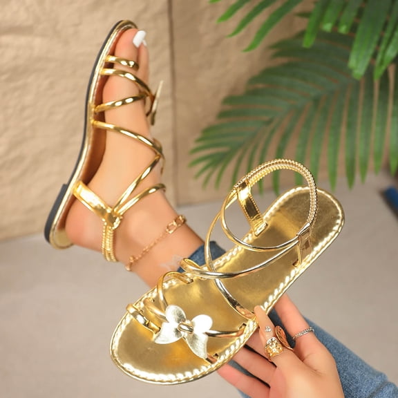 Xdegoge Women's Flat Sandals Crystal Thong Summer Shoes Jeweled Strap Open Toe Slip On Beach Dressy Casual Walking Bling Footwear