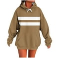 thumbnail image 2 of Byworldtasic Women's Hooded SweatshirtsNew Preppy Loose Fitting Long Sleeved Hoodiefor Teen Girls Women Striped Pullover With Pockets Sports Fashionable Casual Tops, 2 of 5