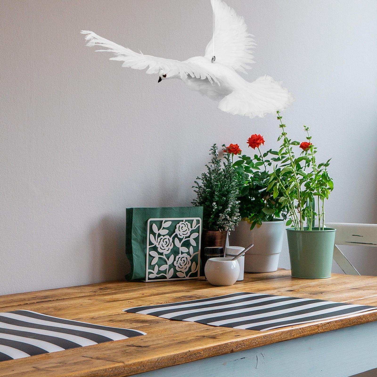 Soimiss Artificial Peace Dove Decoration Realistic Statue Leg Design For Garden Lawn Dove Decor And Home Ornaments