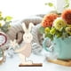 thumbnail image 4 of Adorno de escritorio de madera con forma de conejo de Pascua, regalo exquisito, decoración para el aula y el hogar. Sosteniendo Flor, 4 of 9