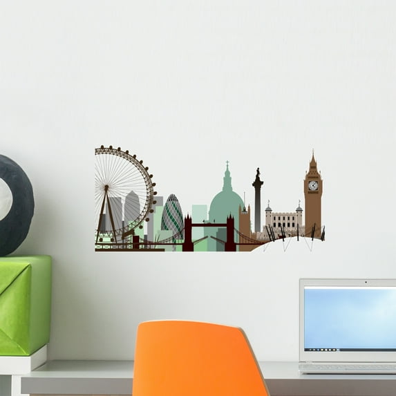 London Cityscape Wall Decal by Wallmonkeys Peel and Stick Graphic (18 in W x 18 in H) WM81806