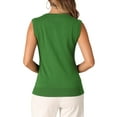 thumbnail image 3 of INSPIRE CHIC Women's Sweater Vest Square Neck Sleeveless Button Front Casual Waistcoat Tops XS Green, 3 of 5