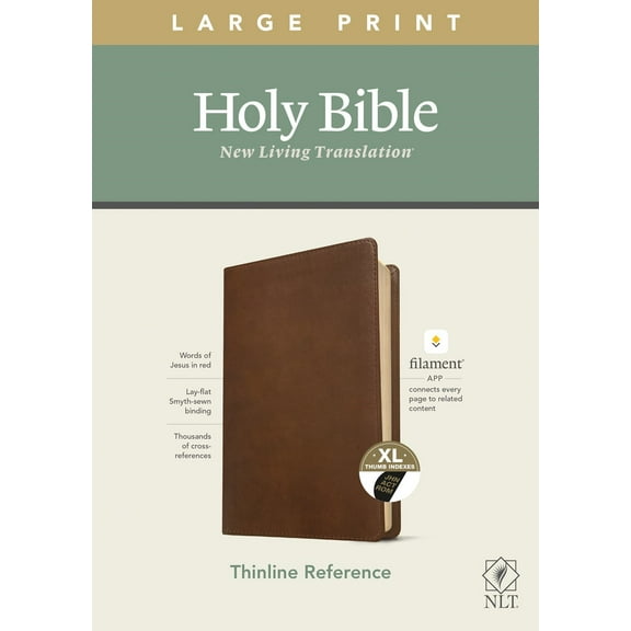 NLT Large Print Thinline Reference Bible/Filament Enabled Edition-Rustic Brown LeatherLike Indexed