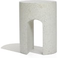 thumbnail image 3 of LuxenHome Outdoor Side Table, 18 inch Mod White Cement Round with U-Shape Outdoor Side Table Small Accent Decorative Stool for Garden,Patio, Indoor and Outdoor, 3 of 9
