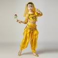 thumbnail image 4 of Girls Yellow Belly Dance Outfit 5-13 Years, Complete Kit with Sequin Coin Trim, Harem Pants & Bracelets for Dance Classes & Talent Shows,Size 11-13 T, 4 of 7
