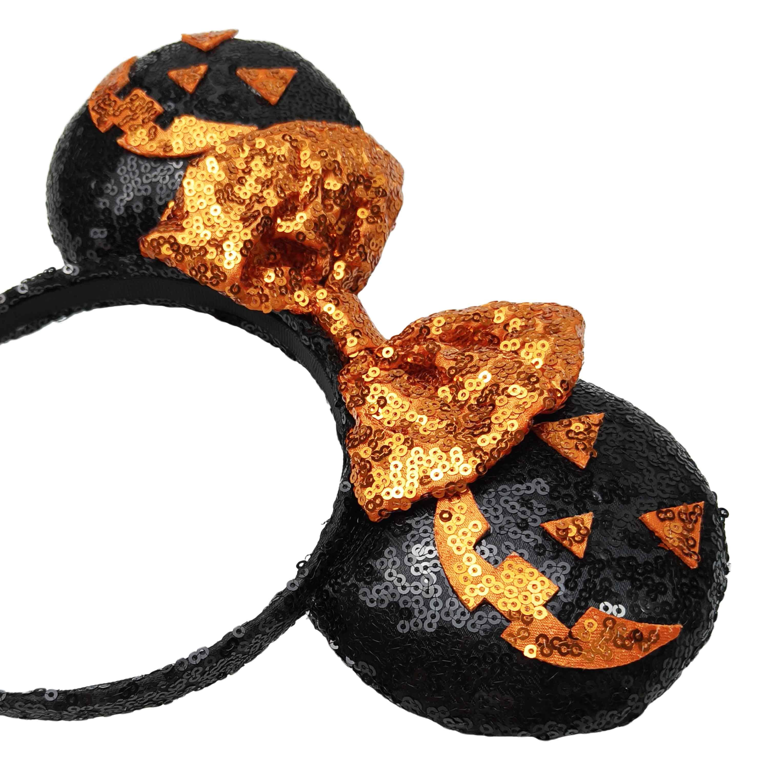 Minnie Mouse Sequin Pumpkin Ears with Orange Sequin Bow, Halloween Costume Accessory for Adults, by Disney