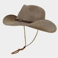 thumbnail image 3 of Spring And Summer New Outdoor Brim Moldable Wide Brimmed Sunshade Hats For Men And Women Western Cowboy Style Straw Hats And Fisherman Hats, 3 of 3