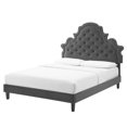 thumbnail image 1 of Tufted Platform Bed Frame, Full Size, Velvet, Dark Grey Gray, Modern Contemporary Urban Design, Bedroom Master Guest Suite, 1 of 10