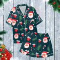 thumbnail image 4 of Christmas Pajamas For Women Snowflake Printed Silk Satin Short Sleeve Button Sleepwear Set 2Pc Pjs Set, 4 of 6