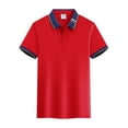 thumbnail image 5 of Babysbule Women's Contrast Trim Short Sleeve Polo Shirt, Stretchy Nylon Spandex Lapel Collar Top, Casual Workwear for Daily Office Outdoor Activities and Weekend Wear, 5 of 6