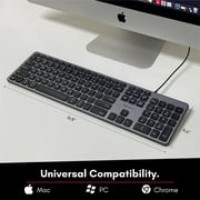 Macally Premium Wired USB C Keyboard with USB Ports - Connect Up to 3 Devices - (2X USB-A |1x USB-C Ports) - Wired Keyboard for MacOS - Slim Full Size Type-C Keyboard - Space Gray