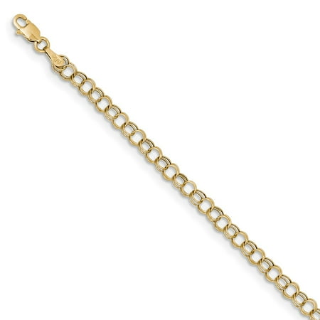 Roy Rose Jewelry 10K Yellow Gold Hollow Double Link Charm Bracelet ~ length: 8 inches