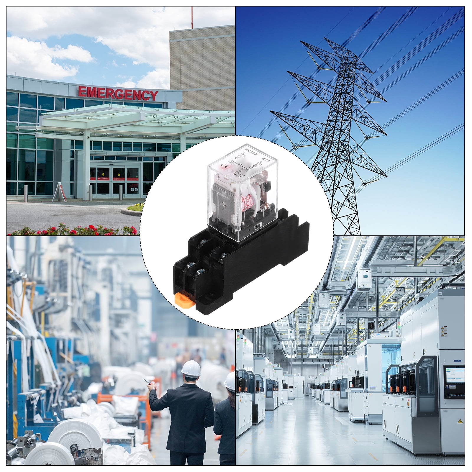 10Pcs AC 110V Electromagnetic Power Relay, 8-Pin 5A Power Coil Relay with LED Indicator and Socket Base DPDT 2NO 2NC - MY2NJ for Industrial, Home Appliances and DIN Rail System
