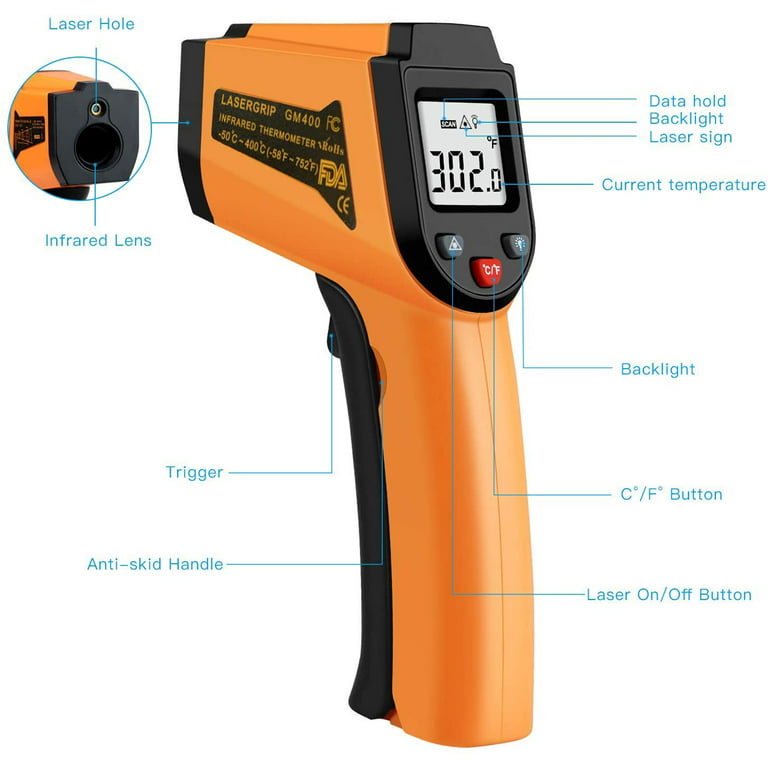 Temperature Gun Laser Thermometer Digital Infrared Temp IR Cooking