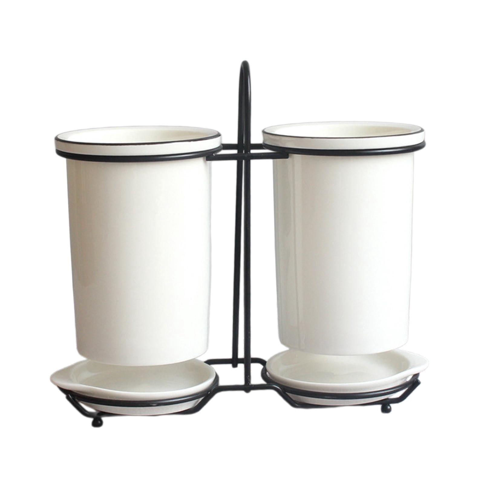 TISHITA Chopsticks Cage Draining Organizer Porcelain with Drain Tray Storage Rack Home Kitchen Utensil Holder Silverware Cutlery Rack A