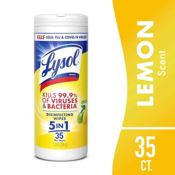 Lysol® Disinfectant Wipes, Multi-Surface Antibacterial Cleaning Wipes, for Disinfecting and Cleaning, Lemon and Lime Blossom, 35 Count