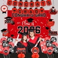 thumbnail image 3 of Red Theme LEJHVAQK 2026 Graduation Decorations Set: Large Class of 2026 Backdrop, Congrats Grad Banner, Balloon Arch & Hanging Swirls Kit, Complete Party Supplies, Set of 48, 3 of 16