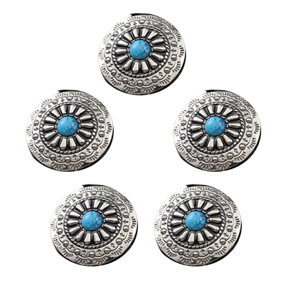 Tizuqe 5 Pcs/Set Imitation Turquoise Button Round Flower Buttons Wedding Buttons
