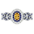 thumbnail image 2 of Dazzlingrock Collection 6X4mm Oval Citrine with Round Blue Sapphire & White Diamond Interweaving Double Halo Wedding Ring for Women in 10K White Gold, Size 10, 2 of 6