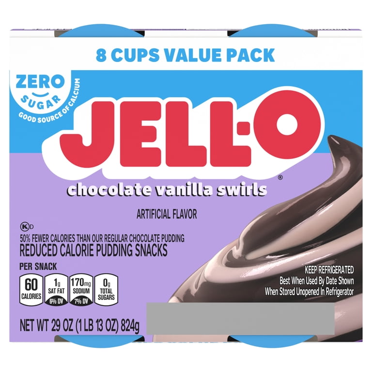 Jell-O Sugar Free Chocolate Vanilla Swirl Pudding Cups 8 Ct