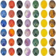 42Pcs 7 Styles Chakra Stone Cabochons Natural Gemstones Flatback Polished Oval Cabochon Beads for Jewellery Making DIY Bracelet Necklace Earrings Craft
