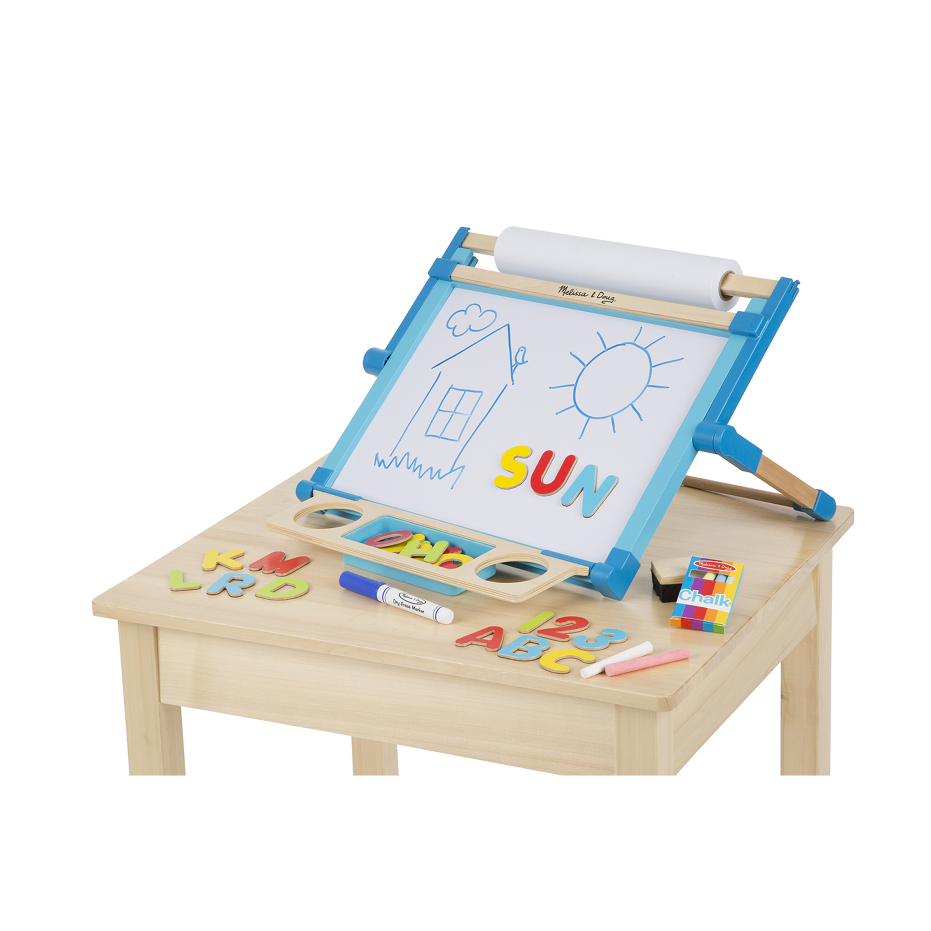 Melissa & Doug Double-Sided Magnetic Tabletop Art Easel - Dry-Erase Board and Chalkboard - FSC Certified - image 5 of 10