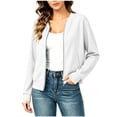thumbnail image 5 of Jewelreauty Womens Light Jackets with Thumb Holes Pockets Long Sleeve Full-zip Bomber Coat Collarless Outwear (XL, White), 5 of 7