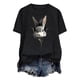 thumbnail image 5 of Tops de Cuello Alto para las Mujeres Amante Impreso Camiseta Cuello Redondo Manga Corta, Poliéster Spandex, 5 of 7