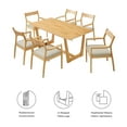 thumbnail image 3 of Modway Solara 7PC Dining Set w/Fabric Armchairs in Natural Heathered Weave Beige, 3 of 10