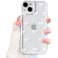 thumbnail image 2 of Case for iPhone 14/plus/pro/max, Clear Cute Ribbon Bowknot Pattern Aesthetic Transparent Phone Case Raised Camera Protection Stylish Slim Soft Durable TPU Protective Cover for Women Girls, 2 of 8