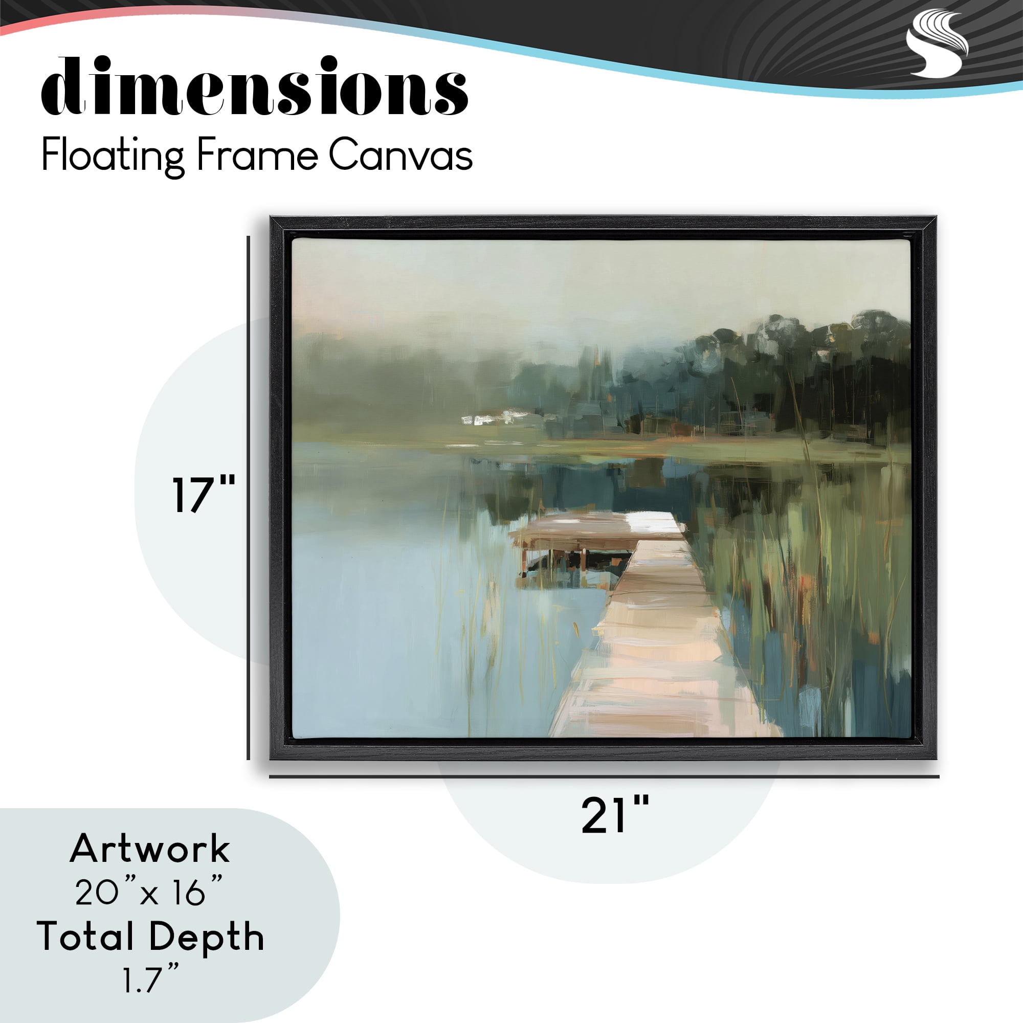 Stupell Industries Marsh Pier Abstraction Black Framed Floater Canvas Wall Art, design by Kim Curinga