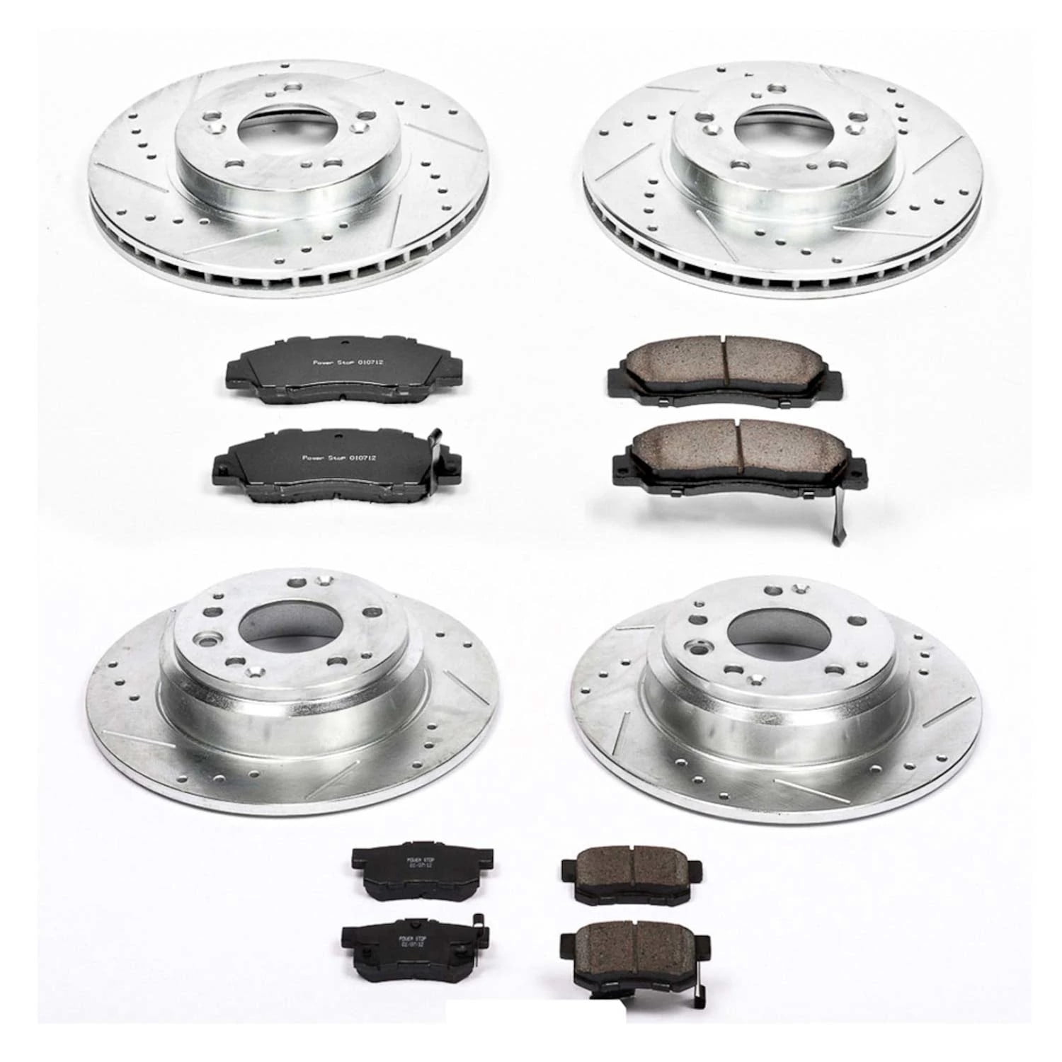 PowerStop Front and Rear Z23 Evolution Sport Carbon-Fiber Ceramic Brake Pad and Drilled & Slotted Rotor Kit Fits: ACURA HONDA ISUZU Select Models K705