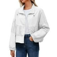 thumbnail image 7 of Sevevn Women Casual Cropped Jacket Lightweight Zip Up Pleated Bomber Safari Short Jackets Pocketed Fall Utility Anorak Coat, 7 of 7