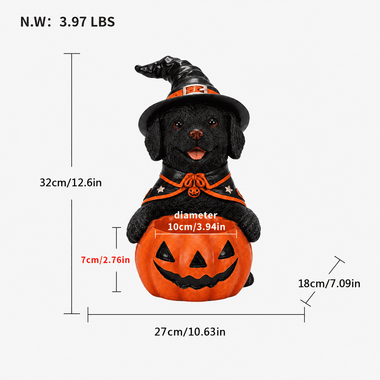 Alvantor Halloween Labrador Decorations Cute Dog with Pumpkin Bowl