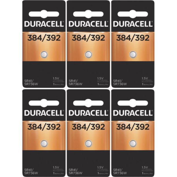 6 Pack Duracell Power Preserve Silver Oxide Battery 384/392 (and