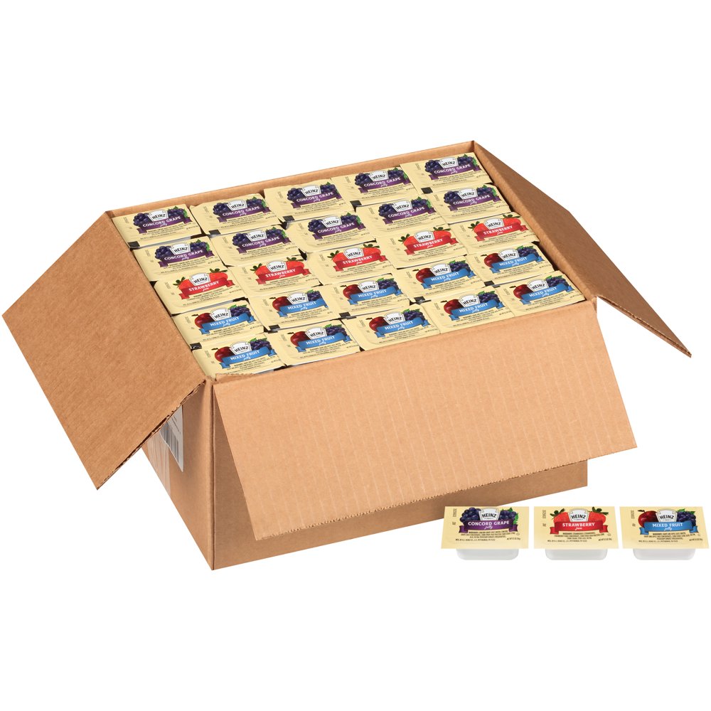 HEINZ Single Serve Assorted Jelly/Jam Selection, 0.5 oz. Cup (Pack of