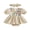 Beige, variant on Aojekbee Baby Girl Summer Outfits Crochet Flower A Line Short Sleeve Romper Dress and Headband 2 Pcs Set