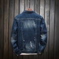 thumbnail image 6 of Denim Jackets For Men Fashion Stand Collar Long Sleeved Distressed Vintage Jackets Casual Slim Fit Streetwear Fall Winte Trucker Jean Coat With Pocket Blue XXL, 6 of 9
